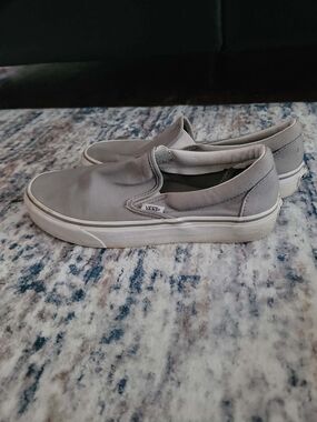Vans Slip-On Sneakers in Light Gray and White